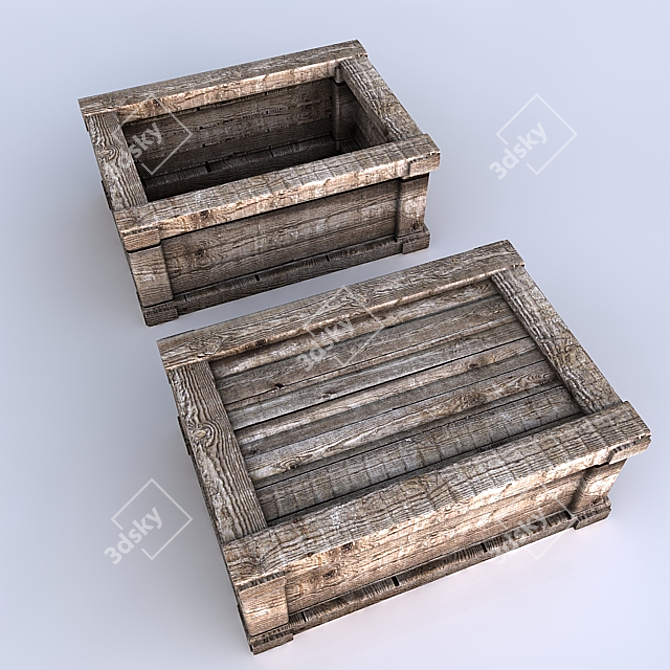 Vintage Wooden Box 3D model image 1