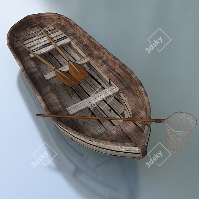 Vintage Wooden Boat 3D model image 1