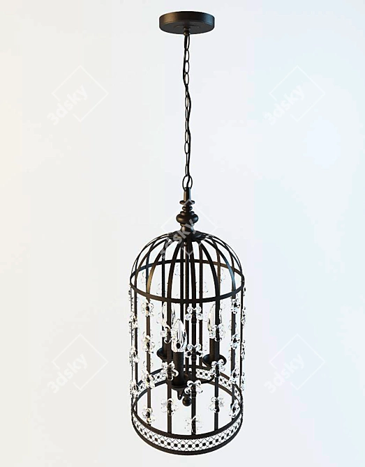 Elegant Floral Cage Lantern 3D model image 1