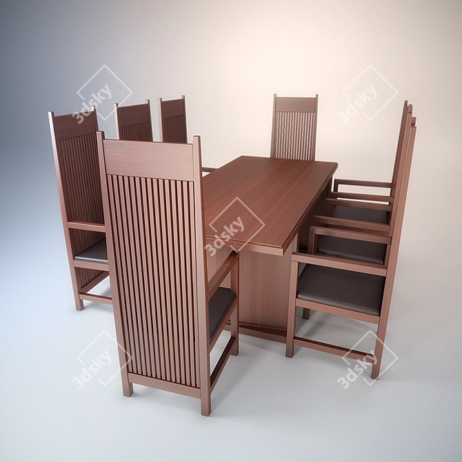 Wright's Dining Group: Architectural Elegance 3D model image 1