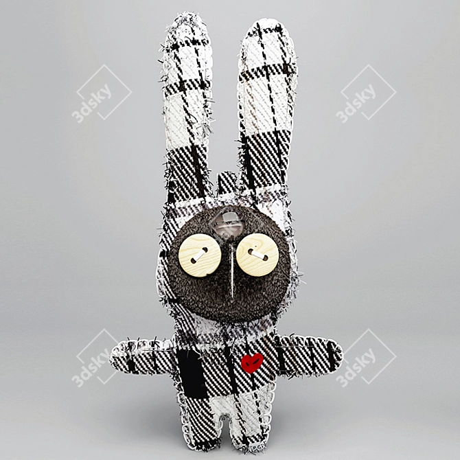 Adorable Hare Plush Toy 3D model image 1