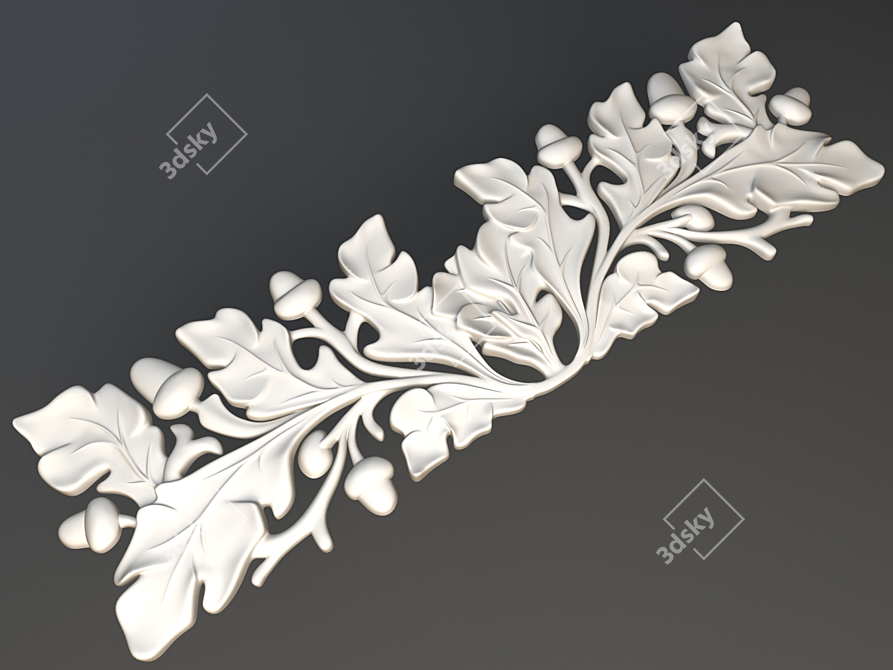 Natural Oak Leaf and Acorn Decor 3D model image 1