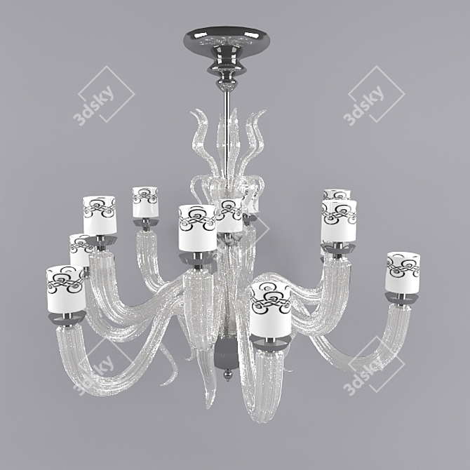 Elegant 10-Light Pendant Chandelier 3D model image 1