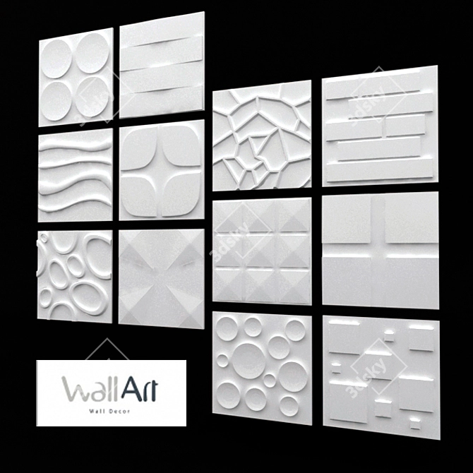 Modern Wall Art Panels Set 3D model image 1