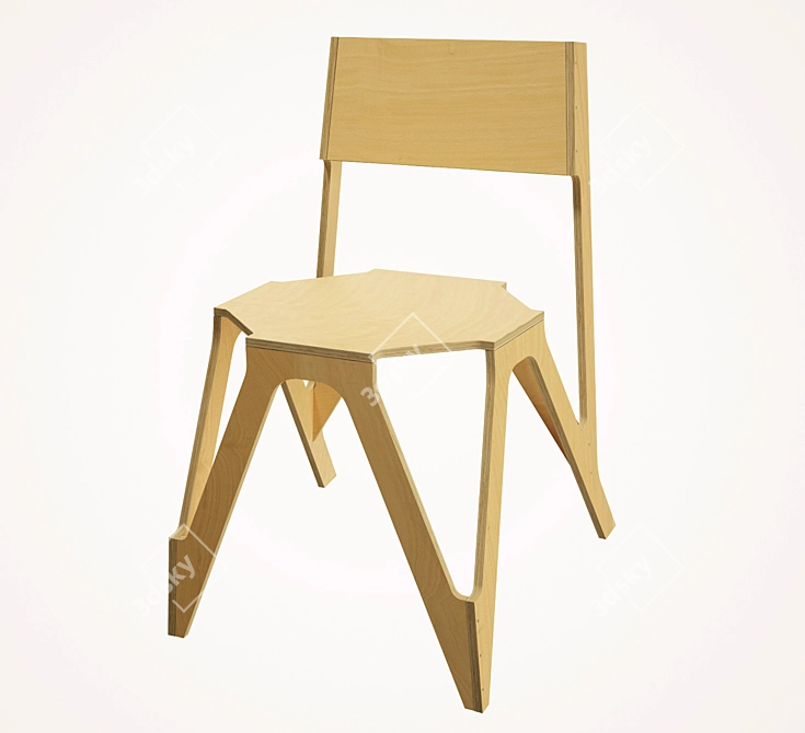 Modern Plywood Chair 3D model image 1