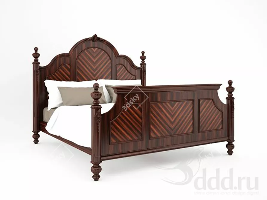 Farrington King Bed: Luxurious and Timeless 3D model image 1