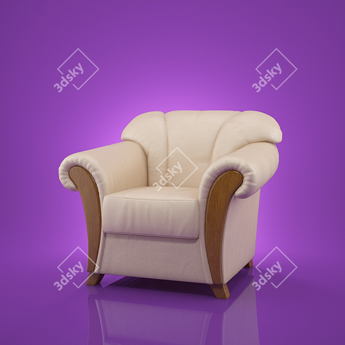 Pohjanmaan Bella: Classic Leather Armchair 3D model image 1