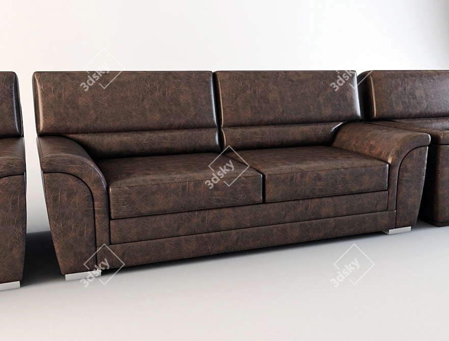 Polar Sofa Set: 3-Seater, Loveseat, Armchair 3D model image 1