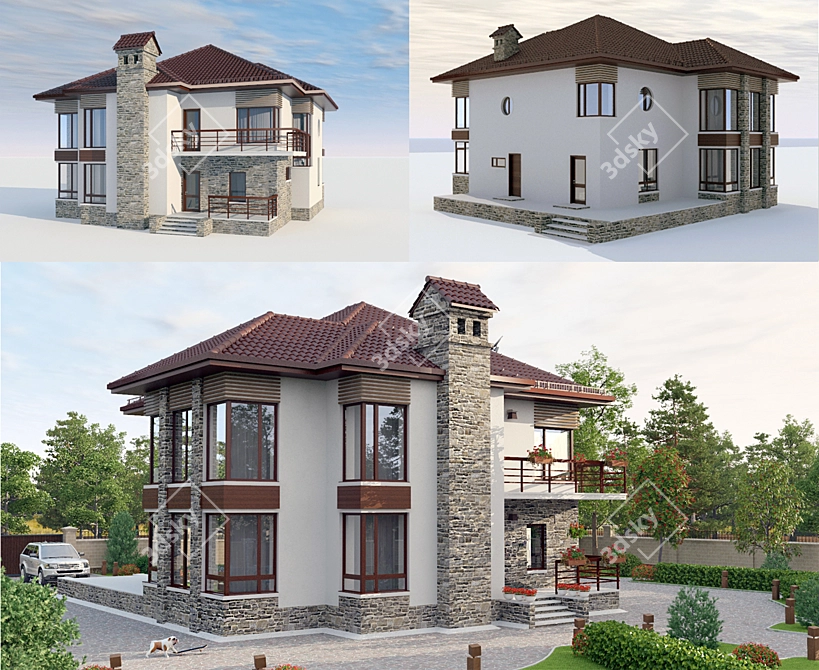 Cozy Retreat: Private House 3D model image 1