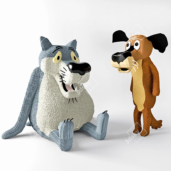 Wild Harmony: Wolf and Dog 3D model image 1