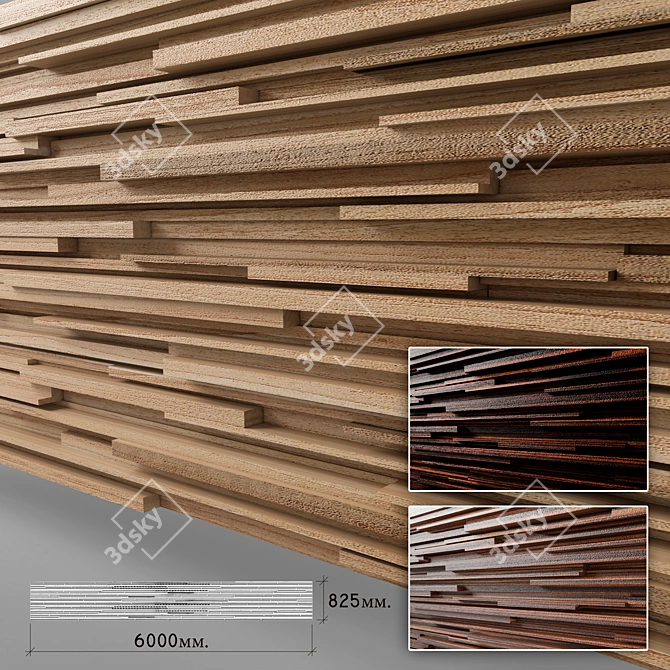 Versatile Wood Panel for Walls and Stands 3D model image 1