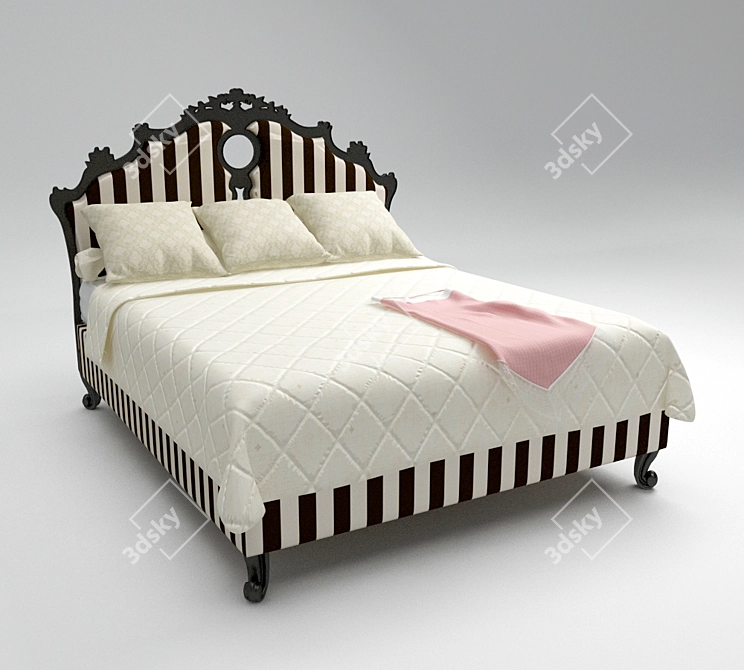 Elegant Sissi Canopy Bed 3D model image 1