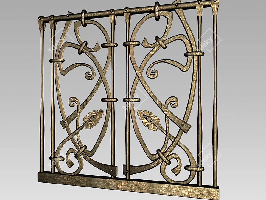 Classic Style Iron Grille 3D model image 1
