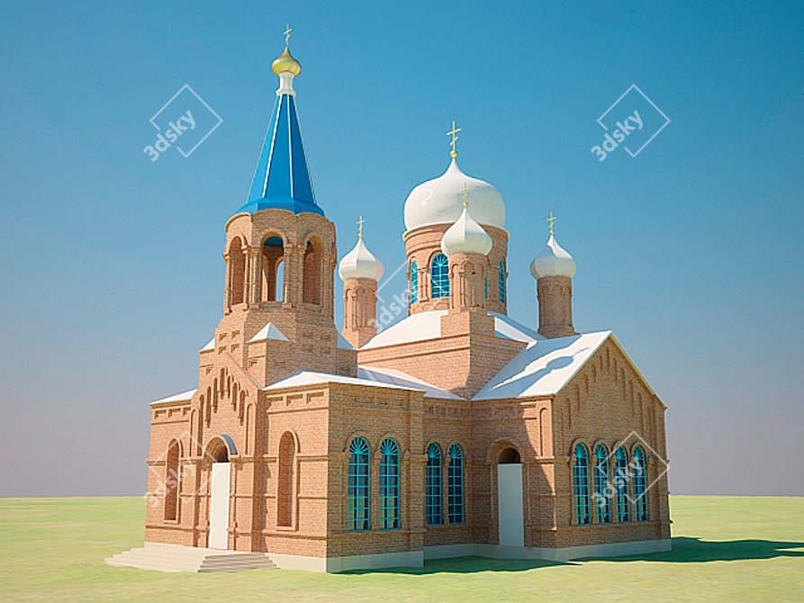 Orthodox Temple Model: Brick-Built 3D model image 1