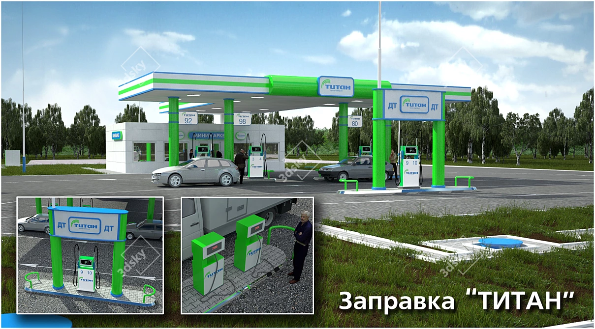 Titan Petrol Station 3D model image 1