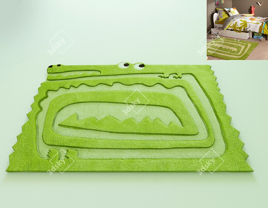 Playful Textured Kids' Rug 3D model image 1