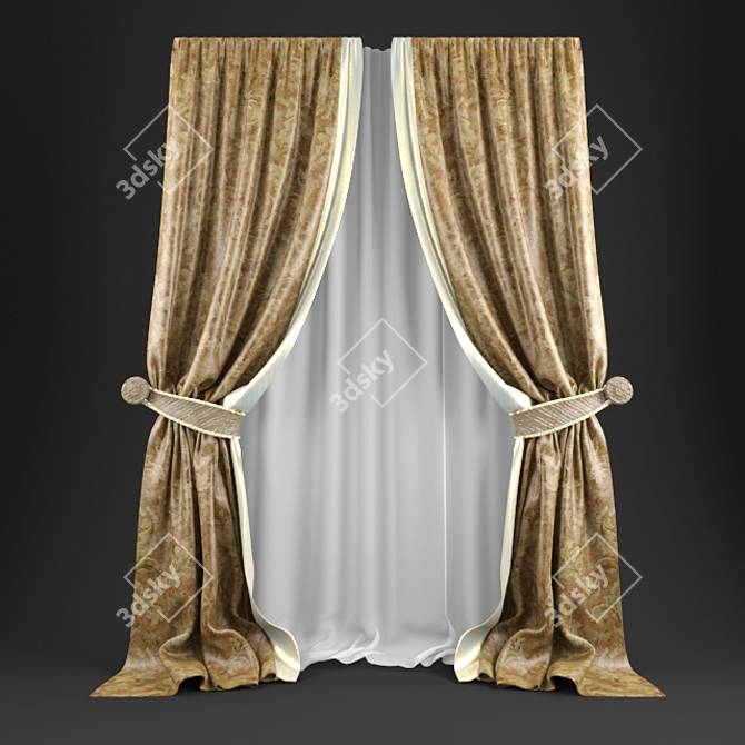 Roller Blind (Шторка) - Window Decor Solution
Elegant Window Coverings for a Stylish Home 3D model image 1