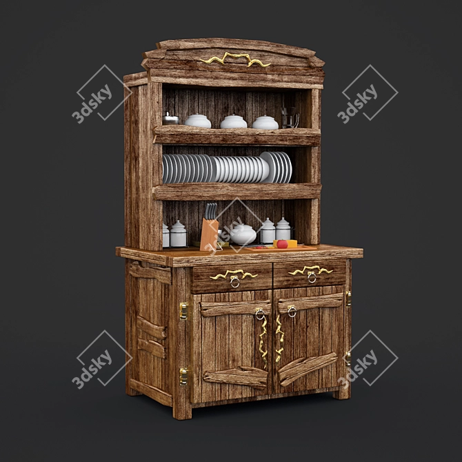 Elegant Buffet Table 3D model image 1