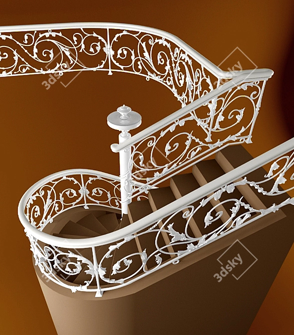 Handcrafted Stair Railings: Bendable & Customizable 3D model image 1