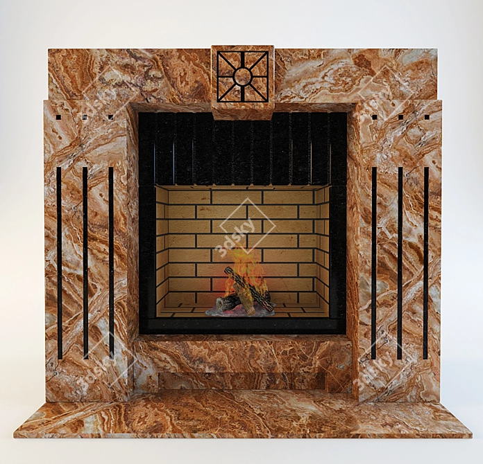 Elegant Art Deco Fireplace 3D model image 1