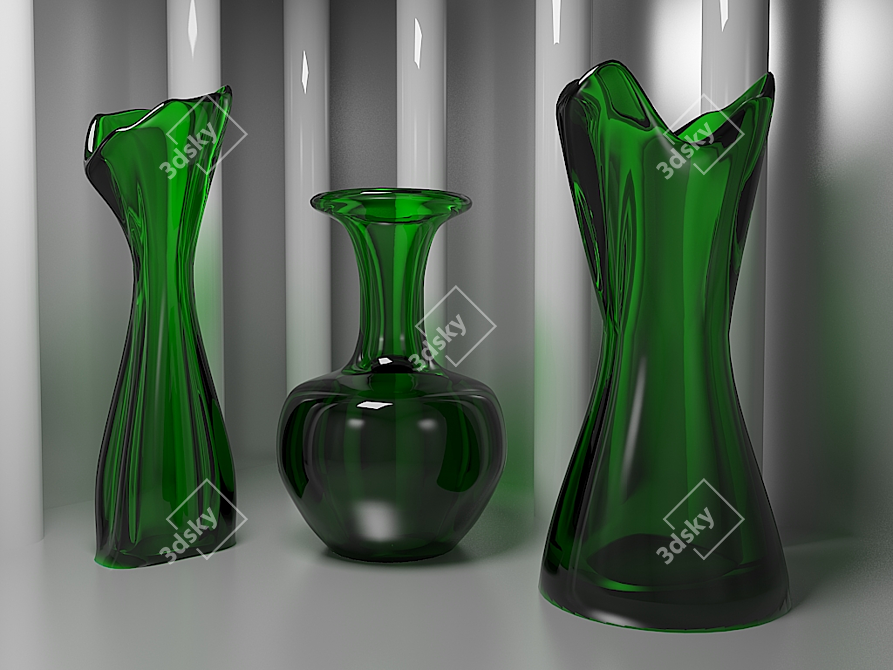 Elegant Glass Vase: Mesmerizing Material Reflection 3D model image 1