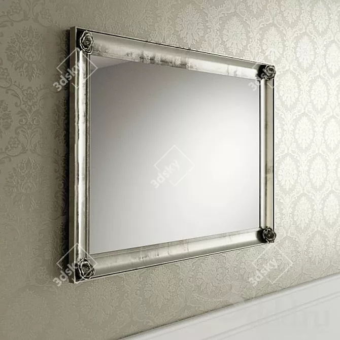 Elegant Rose Metal Frame Mirror 3D model image 1