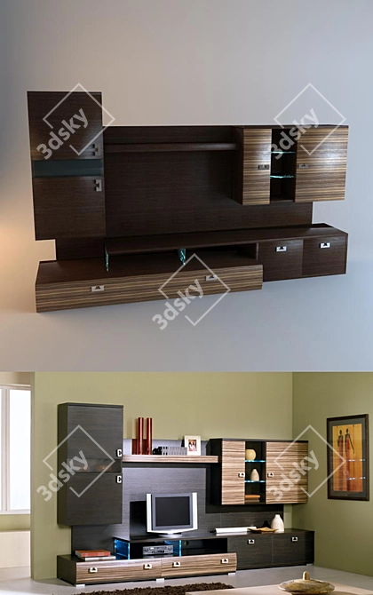 Kenya Wall Unit: Stylish and Functional 3D model image 1