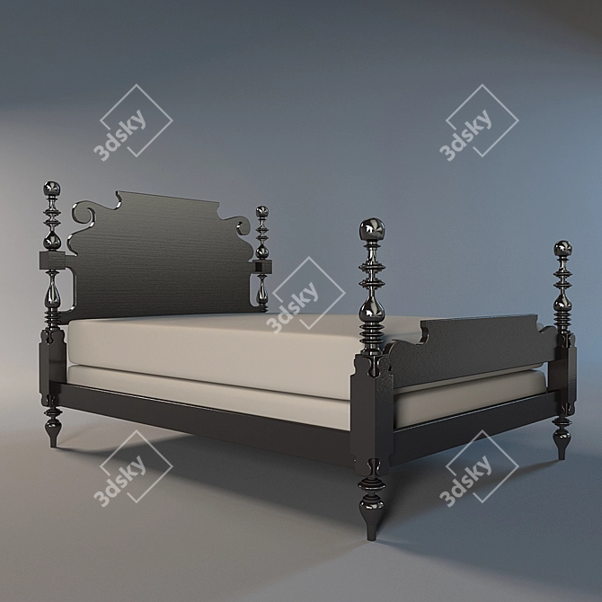 Quincy Bed: Rustic Charm Redefined 3D model image 1