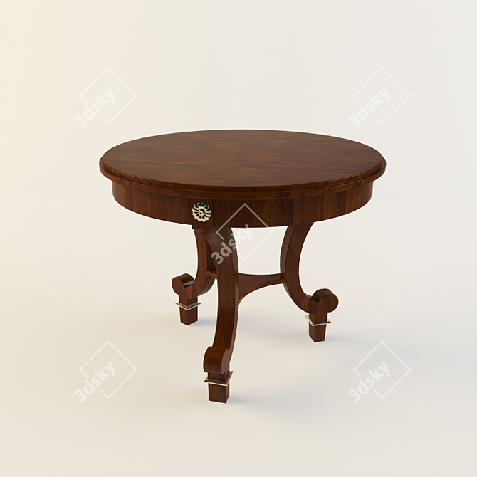 Round Coffee Table with Textured Design 3D model image 1