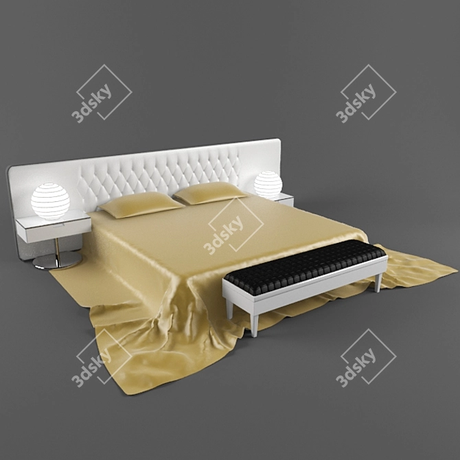 Modern White Bedroom Set 3D model image 1