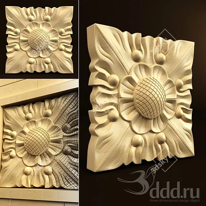 Exquisite Palimanan Carving Ornament 3D model image 1