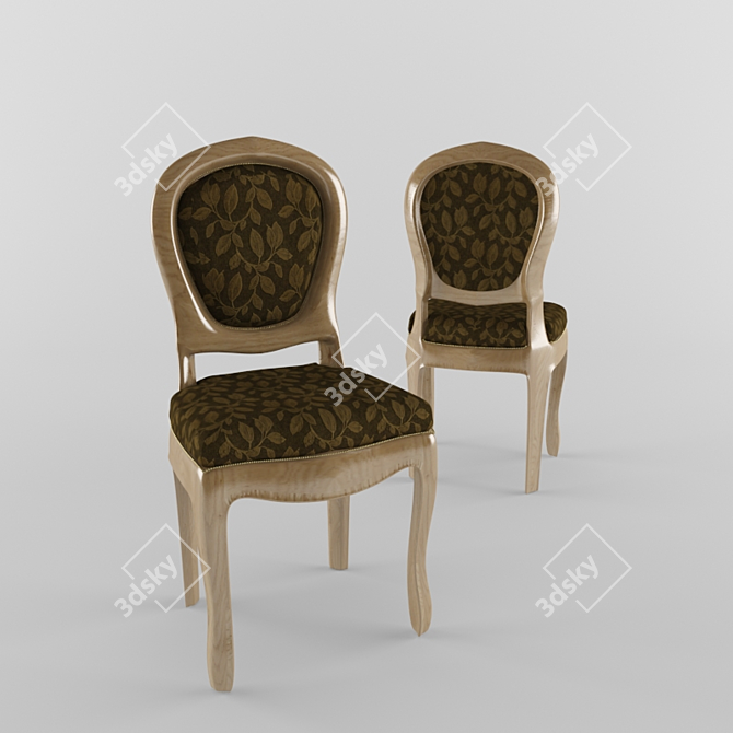 Elegant Baroque-Style Chair 3D model image 1