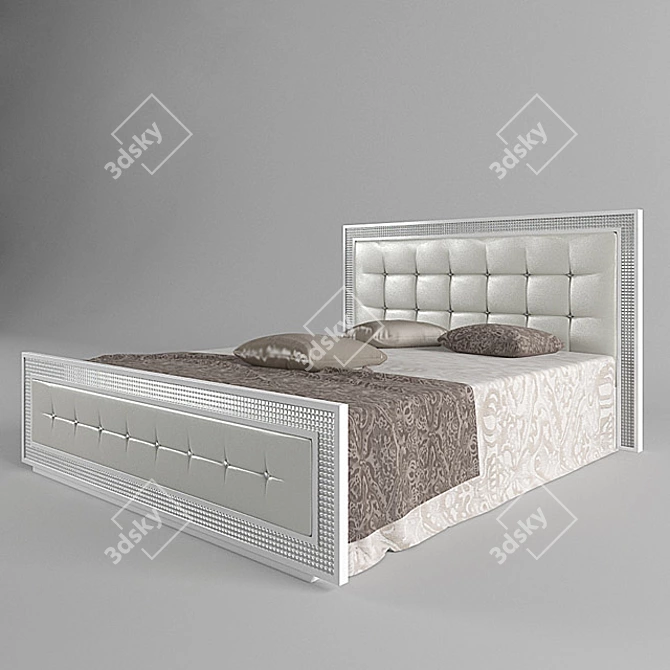 Elegant White Bed with Sparkling Accents 3D model image 1