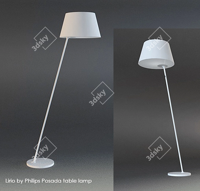 Lirio Glass Metal Fabric Floor Lamp 3D model image 1