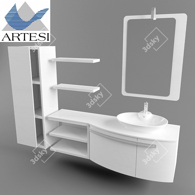 Sleek Quartz Vanity Set 3D model image 1