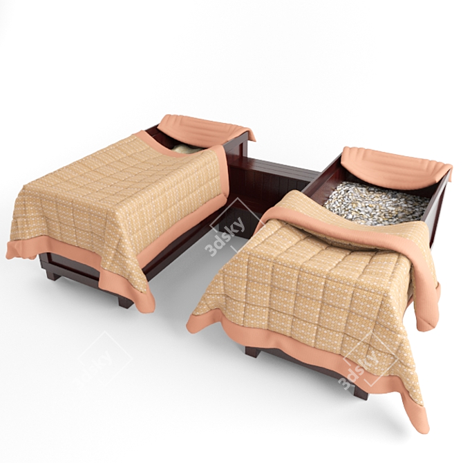 Natural Japanese Wooden Bathtubs 3D model image 1