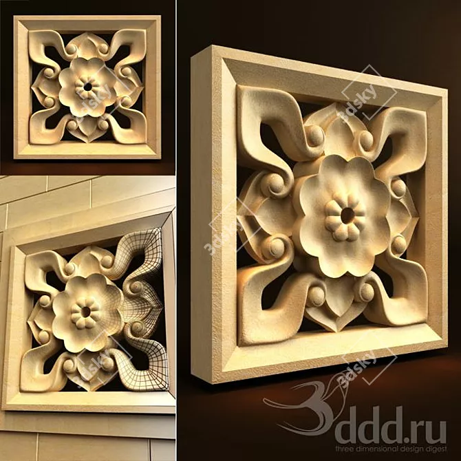 Exquisite Palimanan Carving Ornament 3D model image 1