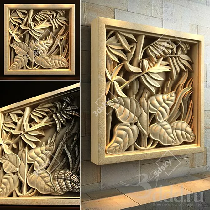 Elegant Palimanan Stone Relief 3D model image 1