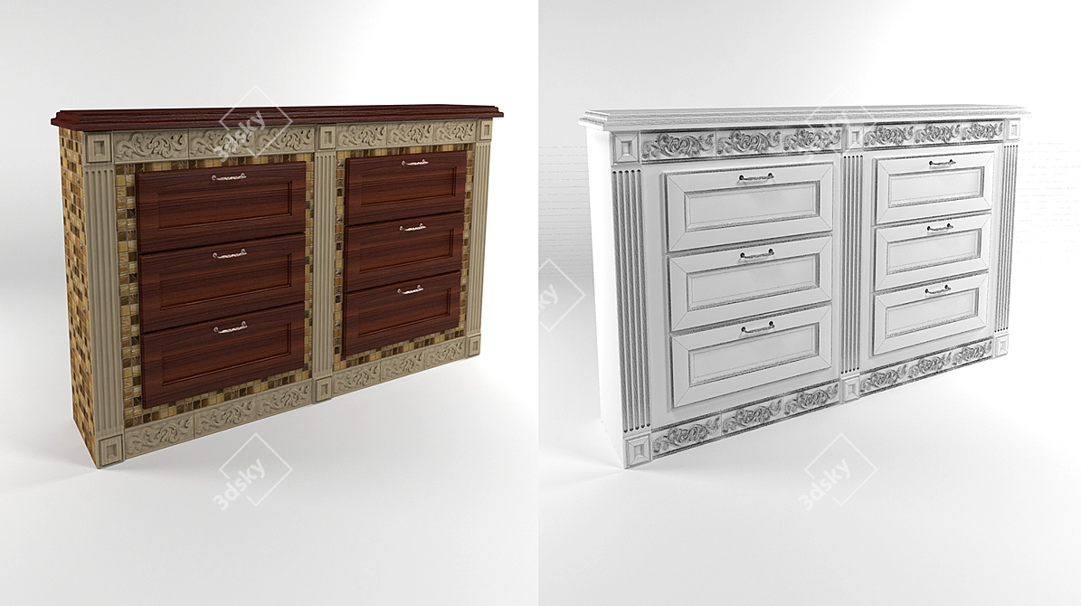 Elegant 6-Drawer Chest 3D model image 1