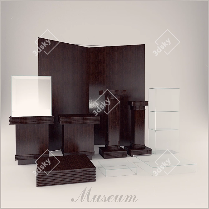 Museum Display Set: Stands, Clipboards, Pedestals 3D model image 1