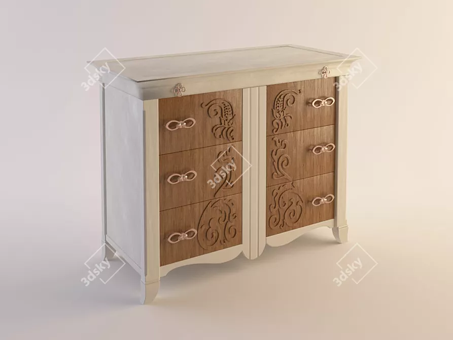 Textured Decor Bedside Cabinet 3D model image 1