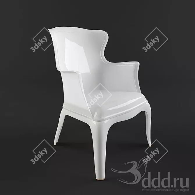 Sleek Plastic Armchair: Stylish & Durable 3D model image 1