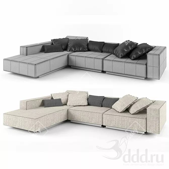 3D HQ Sofa Model 3D model image 1