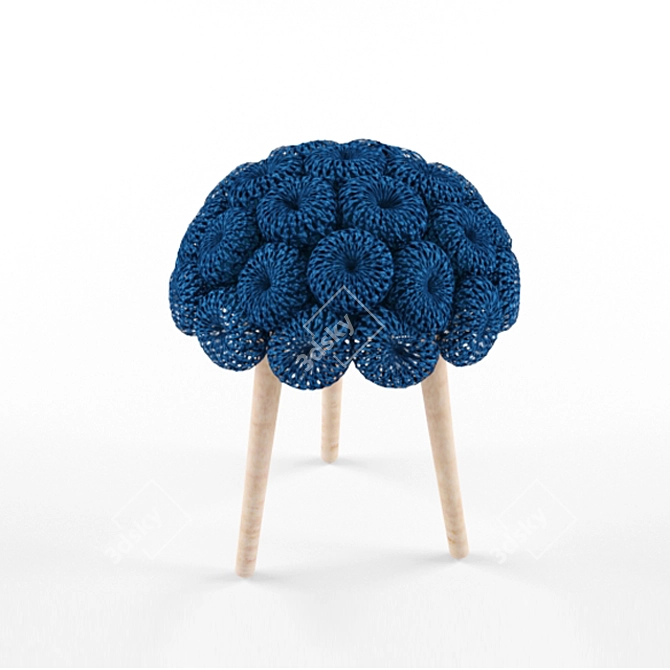 Cozy Knit Stool with Ash Legs 3D model image 1