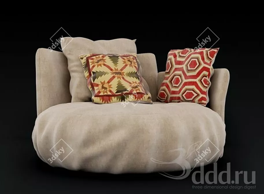 Stylish Contemporary Sofa 3D model image 1