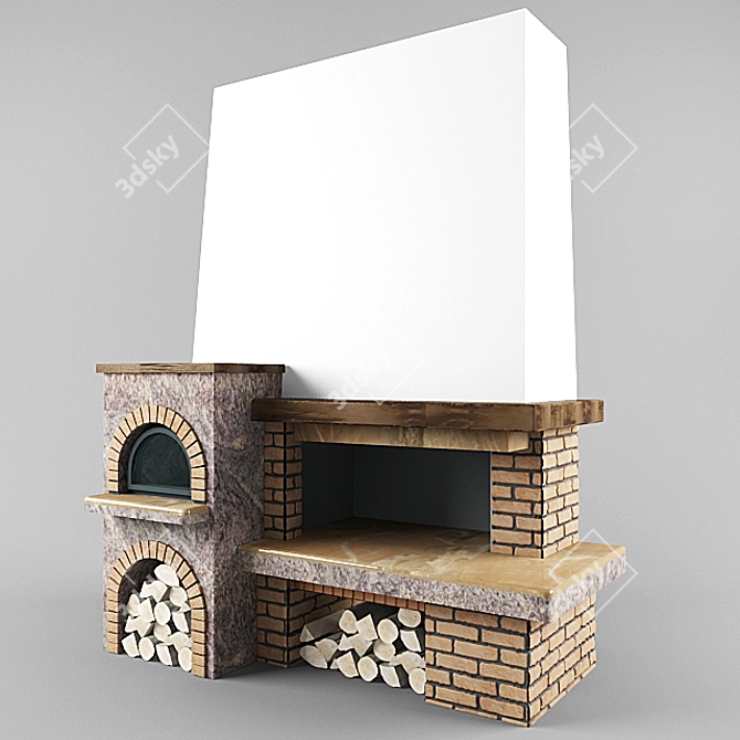 Versatile Fireplace, Barbecue & Oven 3D model image 1