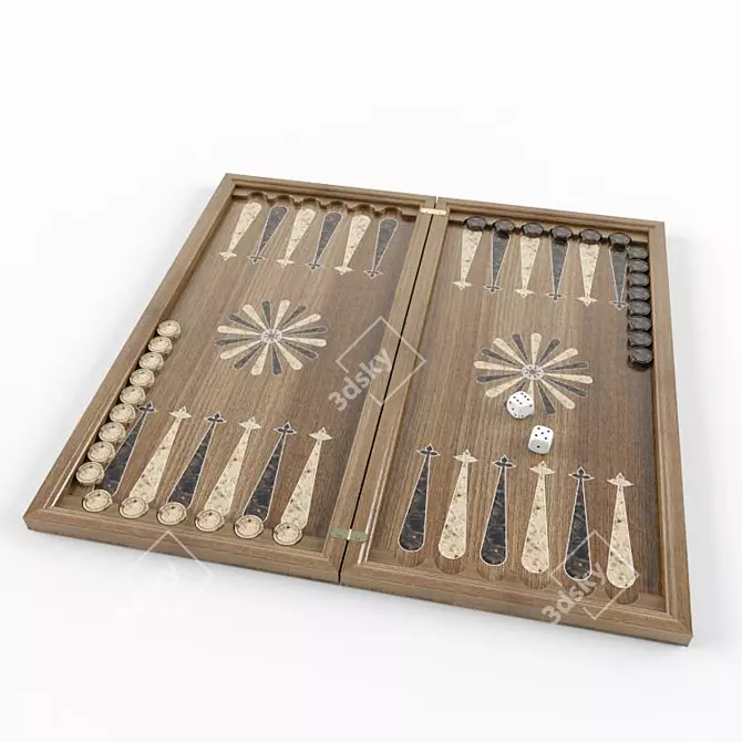 Classic Backgammon Set 3D model image 1