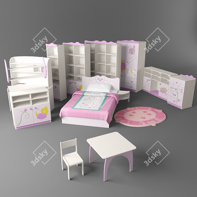 Princess Dreams Kids Furniture 3D model image 1