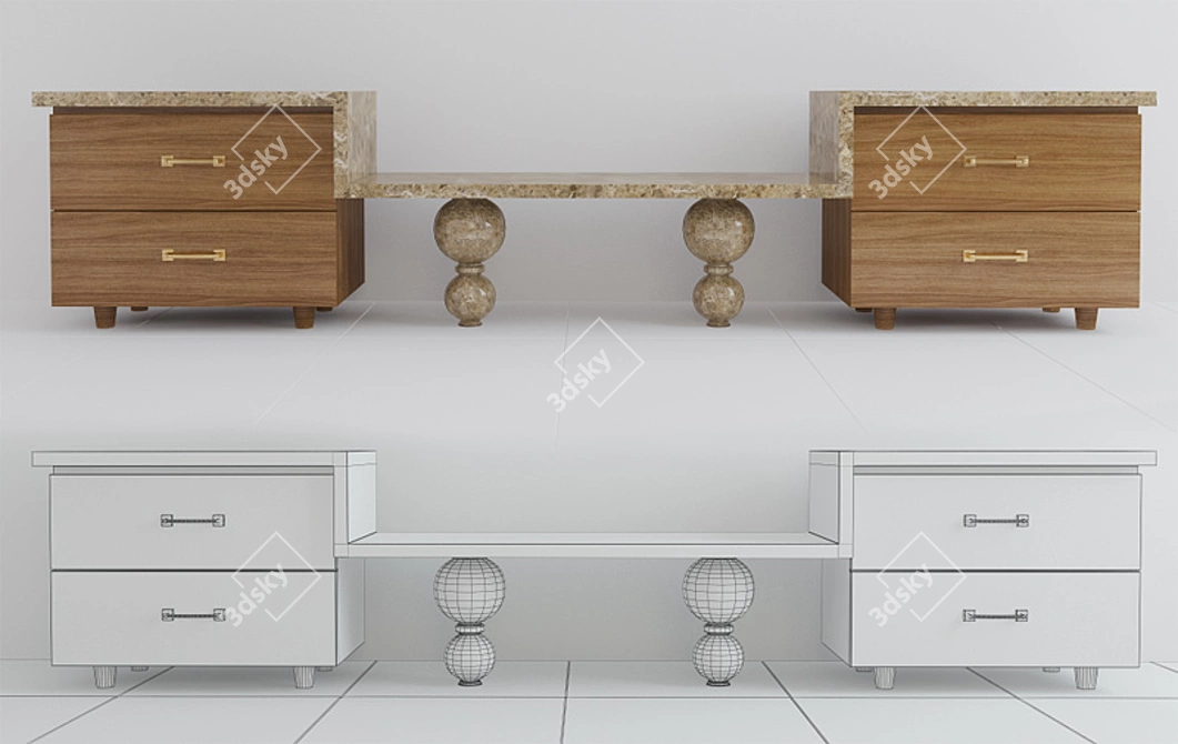 Marble TV Stand with Designer Profile 3D model image 1