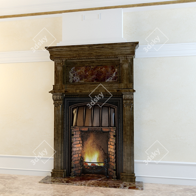 English-Style Full-Height Fireplace | Custom-Made 3D model image 1